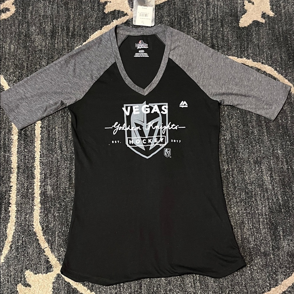Majestic Black and Gray Vegas Hockey Tee